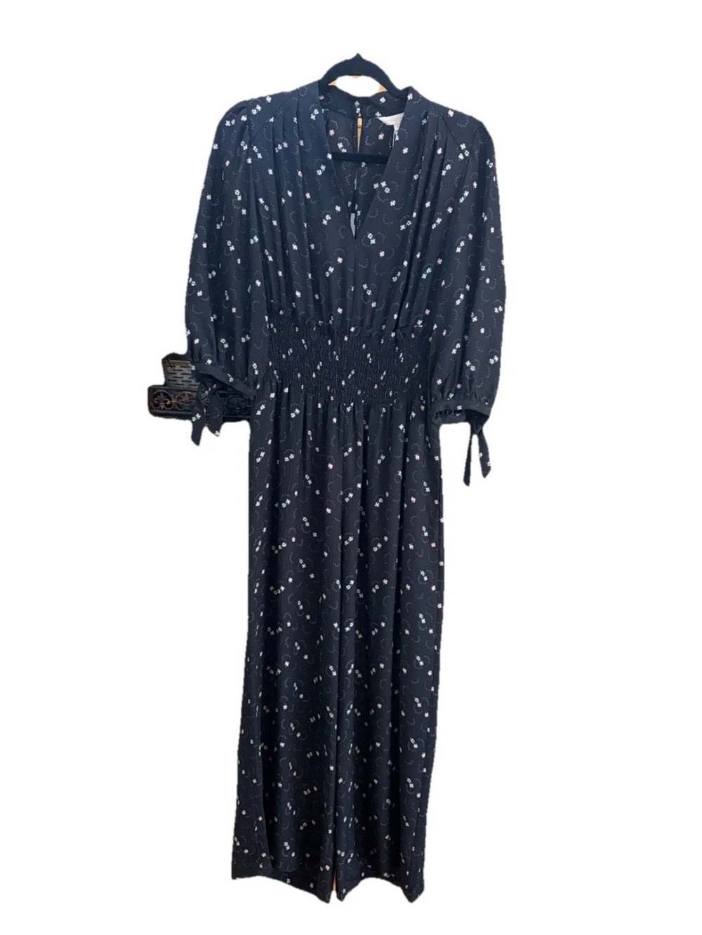 Rebecca Taylor Floral Silk Smocked Waist Jumpsuit Size 6 New Boho - Picture 4 of 10